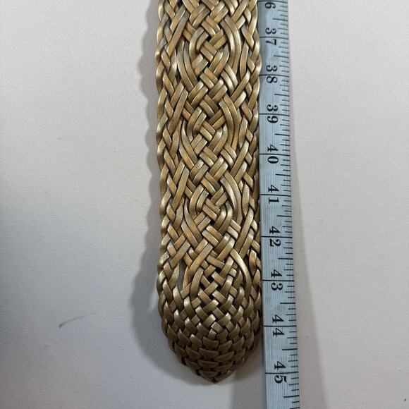 Vintage Ralph Lauren Gold Braided Leather Boho Wide Layering Belt - Wms Large - Picture 9 of 9
